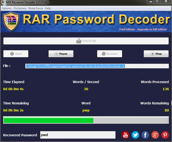 rar password unlocker key